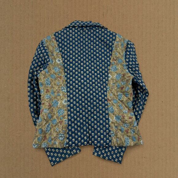 Vintage Quilt 70s Handmade Hippie Patchwork Prairie Button Jacket Fits like XS - Picture 2 of 6